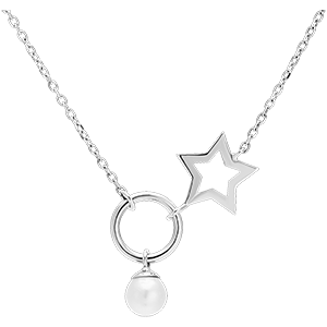 Abundance Necklace - Star - 9 carat white gold and pearl