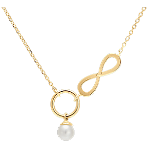 Collier Abondance - Infini - or jaune 9 carats et perle