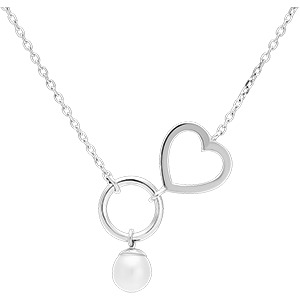 Abundance Necklace - Heart - 9 carat white gold and pearl