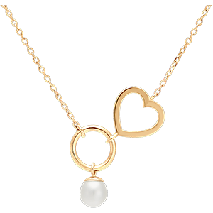 Abundance Necklace - Heart - 9 carat yellow gold and pearl