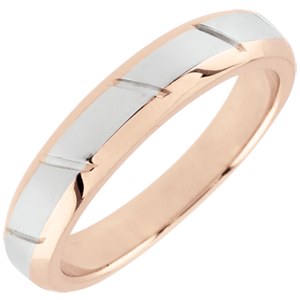 Rose Gold and White Gold Magnus Wedding Band - 18 carats