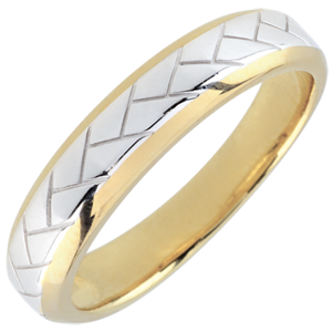 Yellow Gold and White Gold Weave Wedding Band