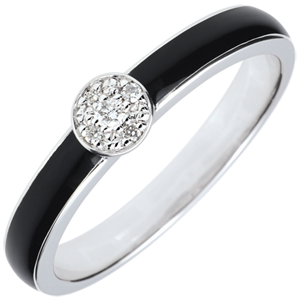 Clair Obscure Solitaire ring - black lacquer and 0.04 ct diamonds - 18 carat