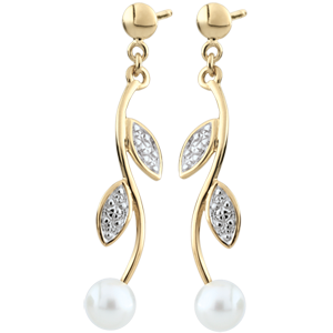 Boucles d'oreilles Été nacré - perles - or blanc et or jaune 9 carats