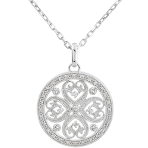 Pendentif Sublime Tahia - 37 diamants - or blanc 9 carats