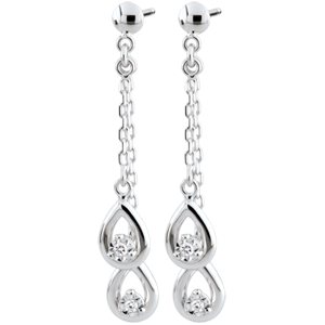 Boucles d'oreillesn Gouttes Odalie - or blanc 9 carats