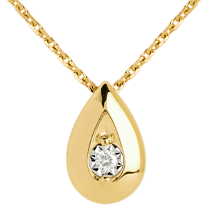 Teardrop necklace yellow gold with diamond