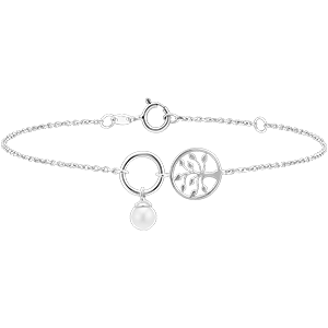 Bracelet Abondance - Arbre de vie - or blanc 18 carats et perle