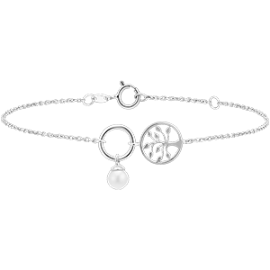 Bracelet Abondance - Arbre de vie - or blanc 9 carats et perle
