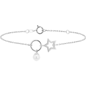 Bracelet Abondance - Etoile - or blanc 9 carats et perle