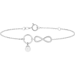 Bracelet Abondance - Infini - or blanc 9 carats et perle