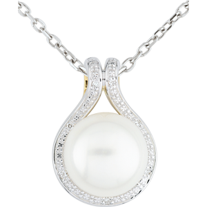 Colgante Lyicia - perlas y diamantes - oro blanco 9 quilates