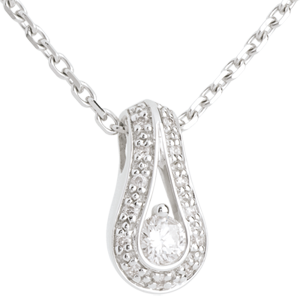 Acquarius paved diamond pendant-white gold - 0.22 carat