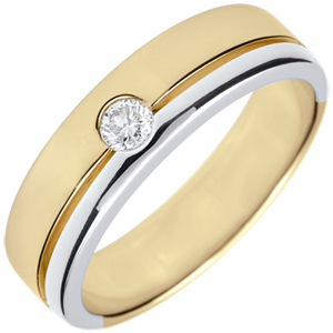 Alliance Olympia Diamant - Grand modèle - bicolore - or blanc et or jaune 18 carats