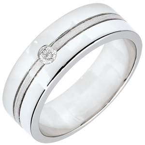 Alliance En Or Blanc 18 Carats - Demi-jonc Massive - Taille 66 - Neuf Avec étiquettes