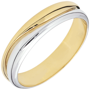 Bague Amour - Alliance homme or blanc et or jaune 18 carats