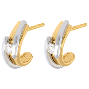 Boucles d'oreilles Nid Précieux - Bipolaire - or blanc et or jaune 18 carats