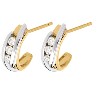 boucles d'oreilles trilogie bipolaire - 0.3 carats - 6 diamants - or blanc et or jaune 18 carats