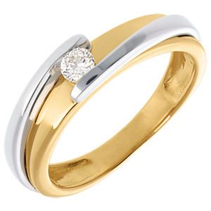 Solitaire Precious Nest - Contemporary - yellow gold and white gold - 18 carats