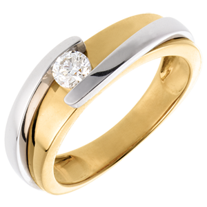 Solitaire Nid Précieux - Bipolaire - (TGM) - diamant 0.23 carat - or blanc et or jaune 18 carats