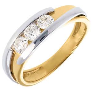 Trilogie Nid Précieux - Bipolaire - 3 diamants 0.54 carat - or blanc et or jaune 18 carats