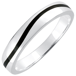 Wedding Ring Men Clair Obscure - Curve - white gold and black lacquer - 18 carat