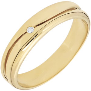 Ring Amour - Herren Trauring in Gelbgold - Diamant 0.022 Karat - 18 Karat