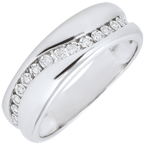 Ring Love - Multi-diamond - white gold - 9 carats