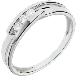 Bague trilogie bipolaire or blanc 18 carats - 3 diamants