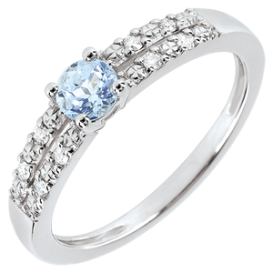 Anello di Fidanzamento Margot - Acquamarina 0.23 carati e Diamanti - Oro bianco 18 carati