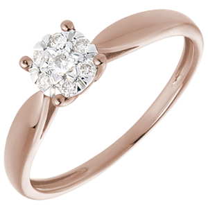 Anello Ramoscello - Oro rosa - 18 carati - 7 Diamanti
