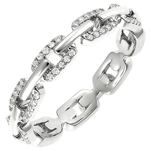 Anello Sguardo d'Oriente - Maglia Cubana Diamanti variante - oro bianco 18 carati e diamanti