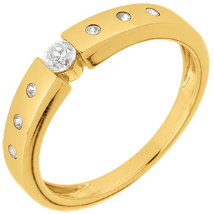 Anello Solitario Désirée - Oro giallo - 9 carati - 7 Diamanti - 0.17 carati