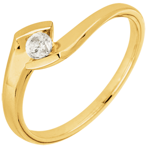 Anello solitario Nido Prezioso - Sera d'estate - Oro giallo - 18 carati - Diamante