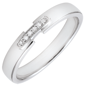 Anello unico e prezioso - Oro bianco - 18 carati - 6 Diamanti