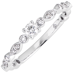 Anillo de compromiso Pequeñas Perlas - oro blanco de 18 quilates y diamantes