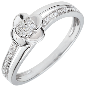 Anillo de compromiso - Pétalos de Rosa - oro blanco 9 quilates y diamante 0.075 quilates