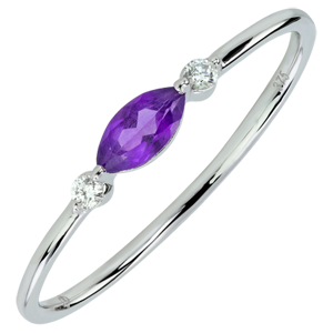 Anillo Mirada de Oriente - modelo pequeño - amatista y diamantes - oro blanco 9 quilates