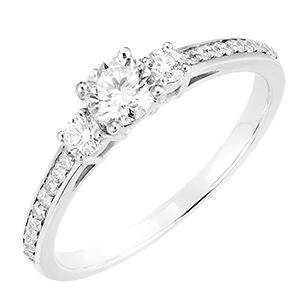 « L'Atelier » Nº160027 - Bague Or blanc 18 carats - Diamant Rond 0.3 carat - Pierres de côté Diamant - Sertissage Diamant