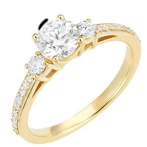 « L'Atelier » Nº162425 - Ring Geelgoud 18 karaat - Diamant rond 0.5 Karaat - Aanleunende edelstenen Diamant - Setting Diamant