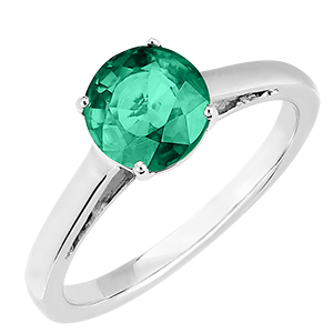 « L'Atelier » Nº169004 - Ring White gold 9 carats - Emerald round 1 Carats