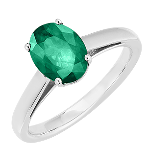 « L'Atelier » Nº169304 - Ring White gold 9 carats - Emerald Oval 1 Carats