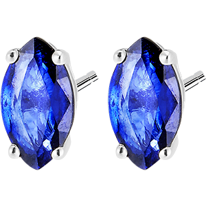 « L'Atelier » Nº201332 - Earrings White gold 9 carats - Blue Sapphire Marquise 0.3 Carats (2 X)