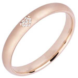 « L'Atelier » Nº20241 - Wedding rings 3 mm Pink gold polished 18 carats - Court - Heart motif