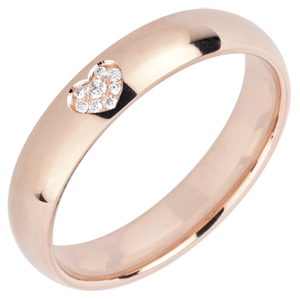 « L'Atelier » Nº20242 - Wedding rings 4 mm Pink gold polished 18 carats - Court - Heart motif
