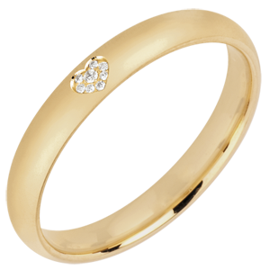 « L'Atelier » Nº20247 - Wedding rings 3 mm Yellow gold polished 18 carats - Court - Heart motif