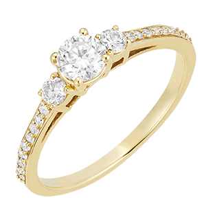 Bague « l’Atelier » 160025 - Or jaune 18 carats - Diamant Rond 0.3 carat - Pierres de côté Diamant - Sertissage Diamant