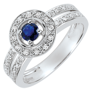 Bague de Fiançailles Destinée - Lady - saphir 0.2 carat et diamants - or blanc 18 carats