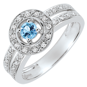 Bague de Fiançailles Destinée - Lady - topaze 0.2 carat et diamants - or blanc 18 carats