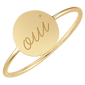 Bague médaillon rond gravée - or jaune 9 carats - Collection Lovely Yours - Edenly Yours